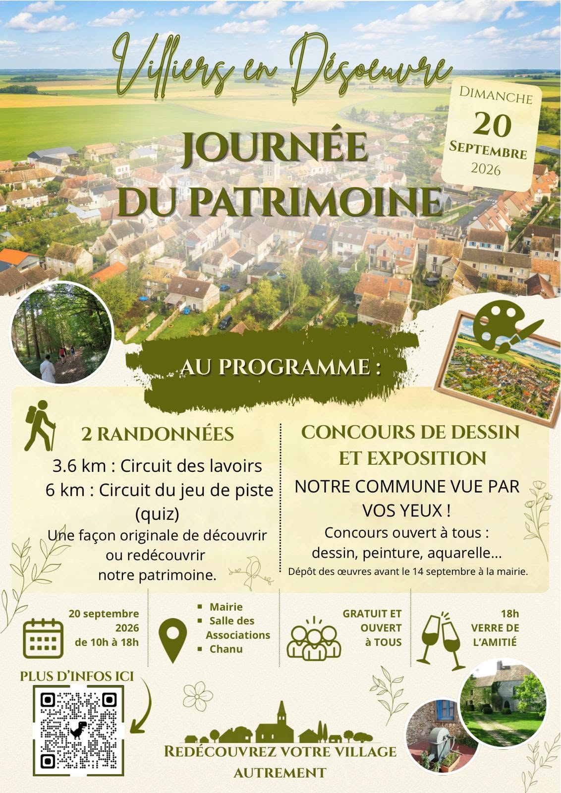 Affiche Journée du Patrimoine 2026 - Villiers-en-Désœuvre