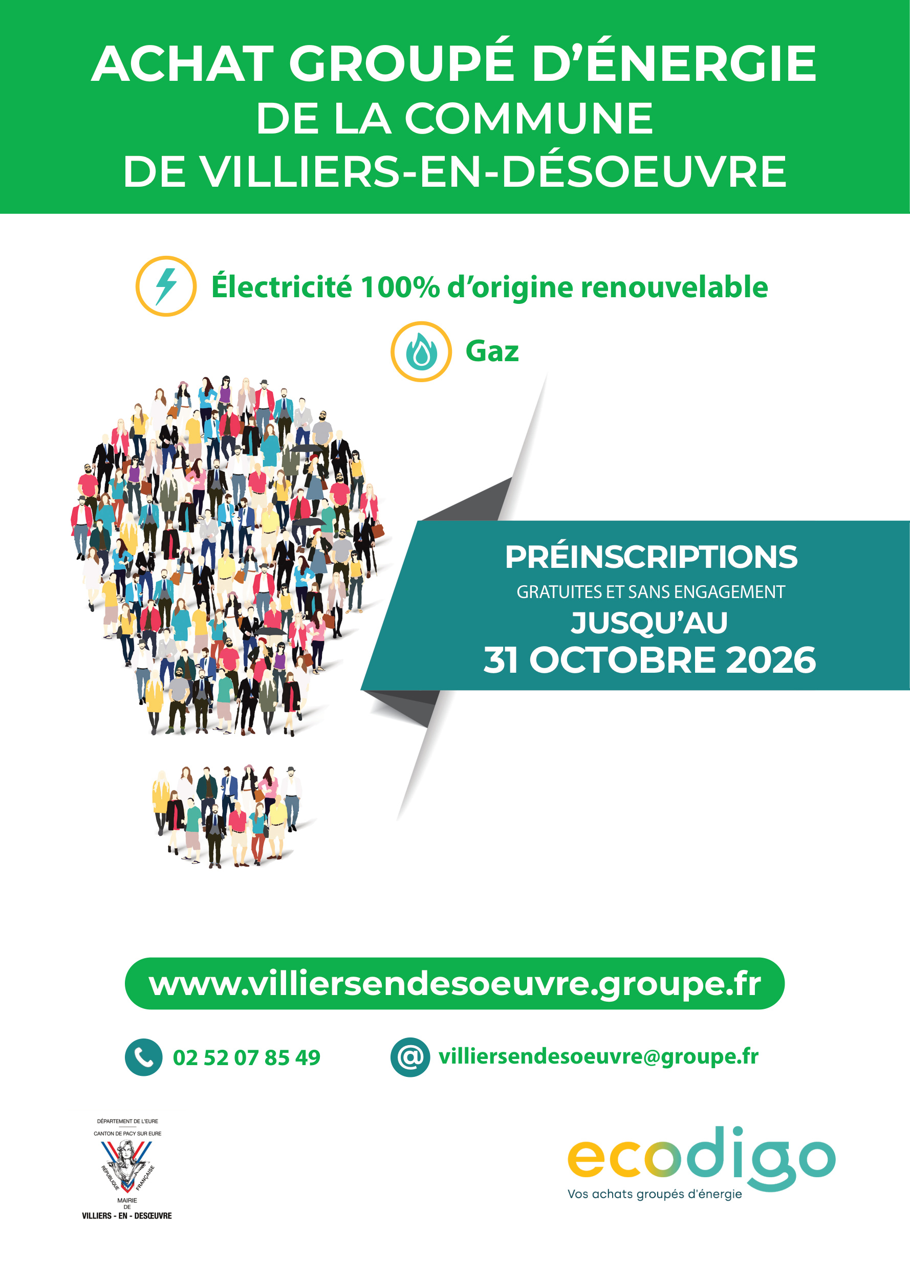 Affiche Achat Groupé d'Énergie - Mairie de Villiers-en-Désœuvre